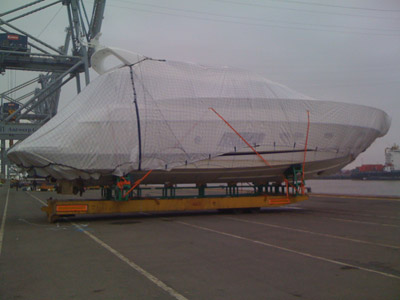 Boat wrapped for shipping